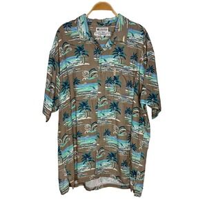 Columbia Men's Flax Linen Blend Tropical Marlin Fisherman Print‎ Shirt Sz XL